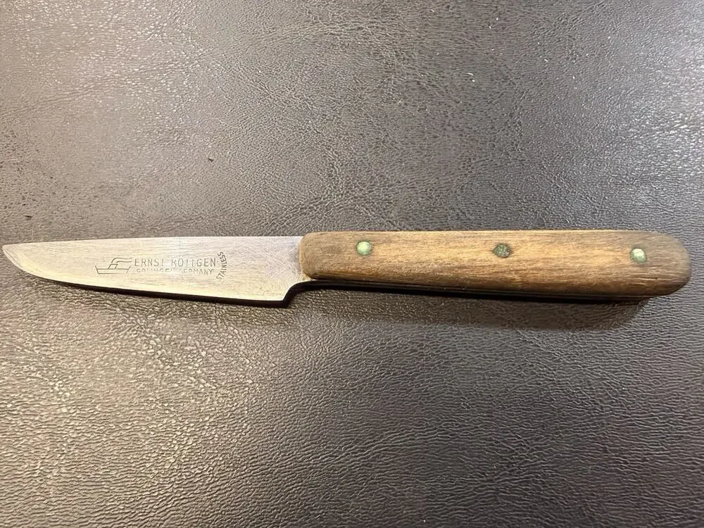 Vintage Ernst Röttgen Solingen Germany Stainless Utility Kitchen Knife Wood
